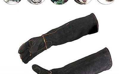 Guantes de alimentación para animales Color negro Animales de compañía Manipulación de guantes Guantes a prueba de mordidas Acolchado de cuero Perro Gato Rasguño Manipulación de aves Guantes de halcon