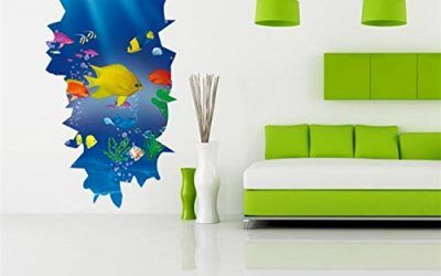 Haipeiy 3D Underwater World Ocean Animal Underwater Fishs Baño Cocina Pegatinas de Pared para Habitaciones de niños Acuario Nursery Room Decor 60Cmx30Cm