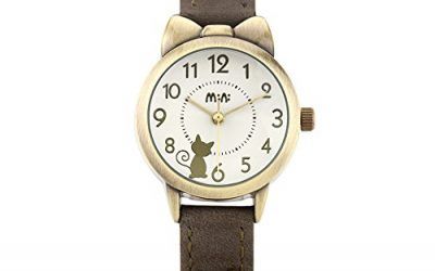 Mini Retro Mujeres Chicas Relojes – Correa de Cuero Linda Dibujos Animados Gato Cuarzo Relojes de Pulsera para Chicas