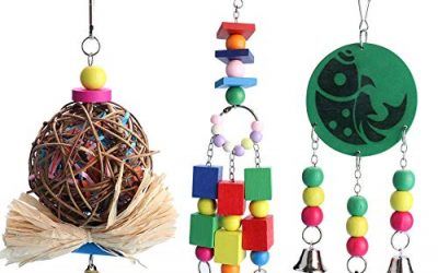 HEEPDD 3 unids/Set Birds Parrot Columpio Juguete Colgando Bola de Ratán Bloque Cuadrado Juguetes de Mascar Juego de Juego para Pequeños Loros Guacamayos Pericos Cockatiels Love Birds