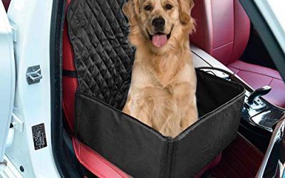 JIOUDI Protector de Asiento de Coche para Mascota Perro Gato Asiento Cubierto Caja de Transporte 2 en 1 Funda Impermeable y Resistente (Negro)