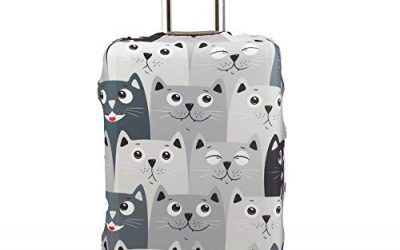 Maddy’s Home Protector de maleta divertida de dibujos animados para equipaje de 23-32 pulgadas (gato gris, M (Fit 23″-25″ suitcase))