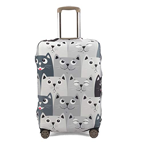 Maddy’s Home Protector de maleta divertida de dibujos animados para equipaje de 23-32 pulgadas (gato gris, M (Fit 23″-25″ suitcase))