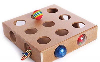 Nrpfell Juguete Interactivo Cat Puzzle Box, Peek de Madera Jugar Toy Box, Hide & Seek Ratones Gato de Juguete Y Juegos Alimentador Adorables Juguetes del Gato