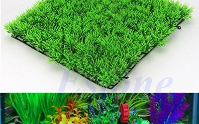 Xuniu Planta de Agua Artificial, Planta acuática Verde césped césped Acuario pecera decoración (25x25x3.5cm)