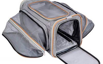 Pet-U Transportin Gato Transportin Perro Pequeño y Cachorros Aprobado por Las Aerolíneas Plegable Extensible, 44.5 x 38 x 28 cm (GRIS)