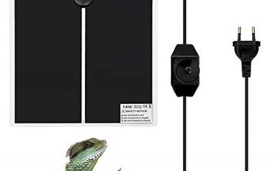 Surenhap Heating Mat Terrario, Pet Terrarium Heating Calefactor Reptil Anfibios con Enchufe de la UE y Controlador de Temperatura Ajustable Chapa térmica Heat Mat Reptiles – 14W, 28 * 28CM