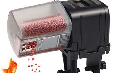 Lychee Alimentador Automático de Peces,170ML Multifuncional Comedero Peces Automático con Pantalla LCD para Acuario, Tanque de Peces y Tortuga