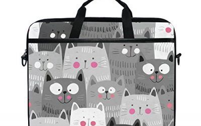 JSTEL Lindo Gato Colorido portátil Bandolera Bandolera Bolsa Funda para 14 Pulgadas a 15,6 Pulgadas con Correa de Hombro Ajustable para portátil