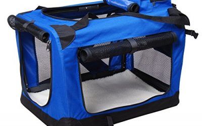 Bolsa de Transporte Perros Gatos Mascotas Viaje Tubo de Acero 4 Entradas, Medidas 60 x 42 x 42 cm, Color Azul/Negro, Pawhut