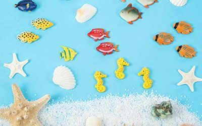Boao Conjunto de 48 Piezas de Figuras de Peces Tropicales, Favores de Fiesta de Peces Tropicales, Juguetes de Peces de Plástico Variados para Niños, 1 Pulgada de Largo
