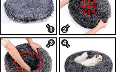 Cama Perro Gato Camas para Perros Pequeños Cama para Mascotas para Gatos Cama Redonda de Felpa (40CM)