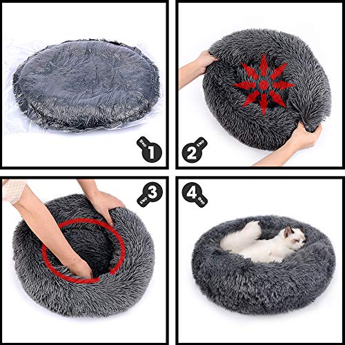 Cama Perro Gato Camas para Perros Pequeños Cama para Mascotas para Gatos Cama Redonda de Felpa (40CM)