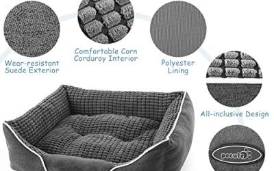 Pecute Cama de Perros y Gatos Básica Cama de Suave Gamuza para Perros y Gatos de Color Gris S(53 * 43cm)