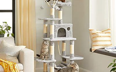 FEANDREA Árbol para Gatos, Rascador de Gatos, Gris Claro PCT86W