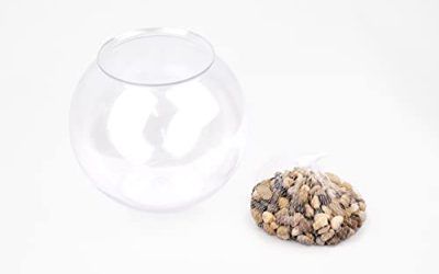 Peceras para Peces. Pecera plastico Redonda con Piedras Decorativas. Peceras Completas. Acuario pequeño Transparente. Decoracion para hogar. Capacidad de 3.7L.