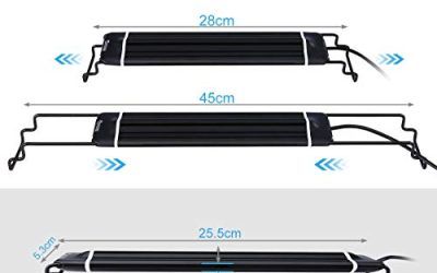 Luz LED Acuario,Pantalla Led Acuarios,Iluminacion Led para Peceras,Luz LED de 3 Colores Blanco/Rojo/Azul Ajustable para Acuarios (28CM-45CM)