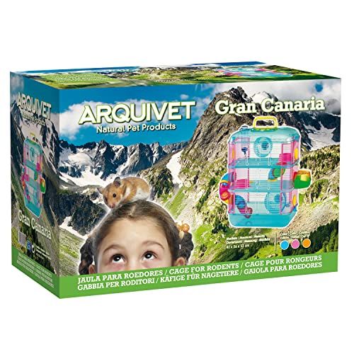 Arquivet Jaula roedores pequeños Gran Canaria – Casa para Hámsteres, Ratoncillos, Animales pequeños, plástico Resistente, Tres Pisos – 40 x 26 x 53 cm
