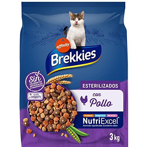 Brekkies Pienso para Gatos Gatos Esterilizados con Pollo y Verduras – 3000 gr
