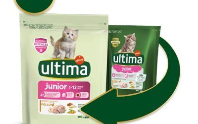 ultima Pienso para Gatos Junior de 1 a 12 Meses con Pollo, Pack de 6 x 400 gr – Total 2.4 kg