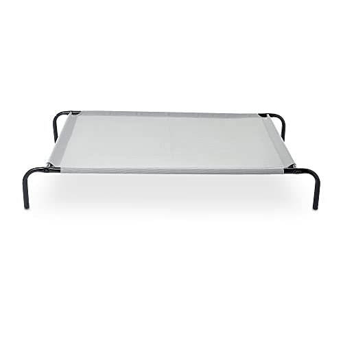 Amazon Basics – Cama elevada transpirable para mascotas, grande ( 130 x 80 x 19 cm), gris