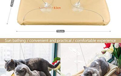 Inntek Hamaca de Gato, Cama Colgante de Mascota, Asiento para Gato,Hamaca de Gato con Ventosa, Hamaca Colgante de Ventana 55 * 35cm Carga Máx. 20KG para Tomar el Sol Echar Siesta Antirasguños