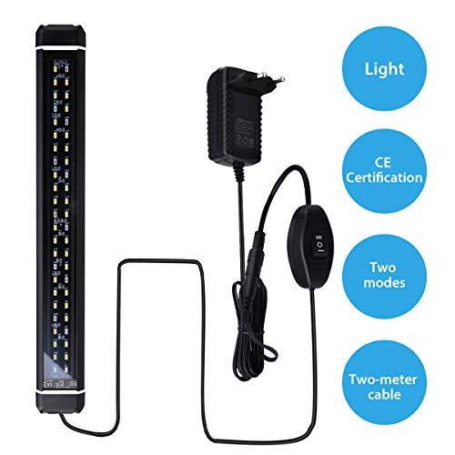 Luz LED Acuario,Pantalla Led Acuarios,Iluminacion Led para Peceras,Luz LED de 3 Colores Blanco/Rojo/Azul Ajustable para Acuarios (45CM-65CM)