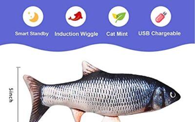 ONELY Juguete Gato Catnip Juguete de Gatos Juguetes Eléctricos para Peces Catnip,simulación Fish con Carga USB, Mascotas Interactivo de Felpa Pez para morder, Masticar, patear y Dormir