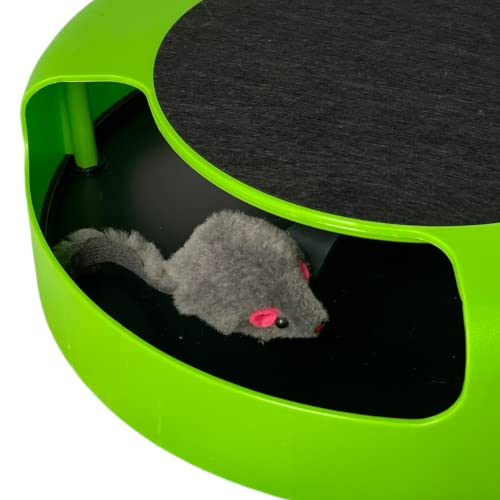 Mr Simon The Cat Juego Catch The Mouse, Juguete Interactivo para Gatos, Atrapa Movimiento del Raton Peluche, Gatos Accesorios Mascota Interactiva con Alfombra Rascador para Gato
