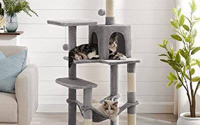 FEANDREA Árbol de Gatos, Torre de Gatos, 143cm, Gris Claro PCT161W01