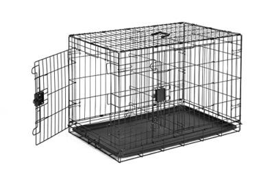 Amazon Basics – Jaula para perro de alambre metálico, plegable, con bandeja, doble puerta, 91,4 cm