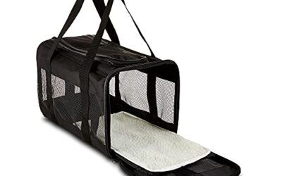 Amazon Basics Bolsa de Transporte para Mascotas con Paneles Laterales Blandos, Color Negro, Talla M