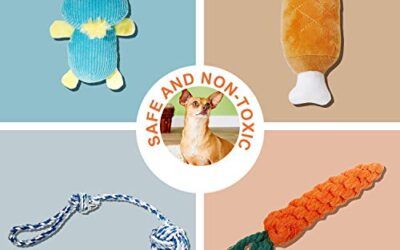 Toozey Juguetes para Perros Pequeños/Cachorros 7pcs – Juguete masticable de Cuerda de dentición para Cachorros y Juguete de Chirriador Peluche para Perros con Bolsa de lavandería