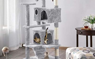 Yaheetech Árbol Rascador para Gatos con Plataforma Torre Rascador Escalador para 2-3 Gatos Medianos con Bolas 50x50x130 cm