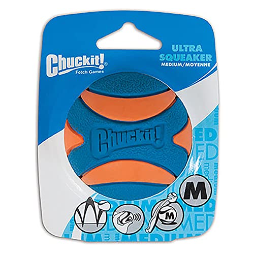 Chuckit! 52068 Ultra Squeaker Ball, 1 Pelota para Perros Compatible con el Lanzador, M