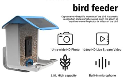BTSAE casita pajaros Exterior Solar WiFi Inalámbrica, Notificacion de la aplicación, WiFi casita comedero pajaros Exterior, Detección automática de Aves, AI identificar Especies de Aves