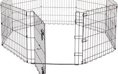 Amazon Basics – Parque de metal plegable para perros y mascotas de 61 cm, con puerta