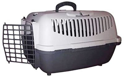 Acan Tradineur – Transportín para Perros, Gatos portátil y Transpirable 48 x 32 x 32 cm, Porta Mascotas de plástico Desmontable con asa, máximo 6 kg, Transporte de Animales, Viajes (Gris)
