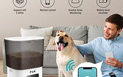 PUPPY KITTY 6L Comedero Automático Gatos y Perros, WiFi Alimentador Perros con Alerta de Comida Baja, Control App Dispensador Comida para Gatos Programable, hasta 15 Comidas, Actualización de Sellado