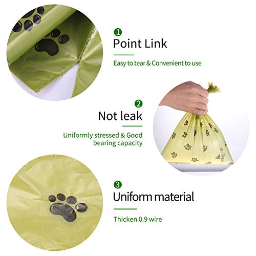 Bolsas Caca Perro,Aokyom 645 PCS Bolsas para Excrementos de Perros Bolsas Perro con 1Dispensador Bolsas Caca Perro Hecho de la Mezcla de Almidón de Maíz Fuerte y a Prueba de Fugas Bolsas Caca de Perro