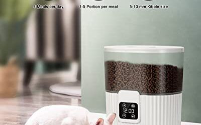 Alimentador automático para Gatos, alimentador temporizado para Gatos con Bolsa desecante para Alimentos Secos, Control de 1 a 4 Comidas por día para Mascotas pequeñas y Medianas (3 L, Blanco)