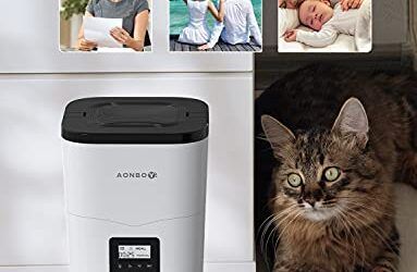 AONBOY Comedero Gato/Perro, Dispensador Automático Comida Gatos, Tapa Deslizante, Control de Tiempo 1-4 Comidas al día, Grabación de Voz 10S, Adecuado para Mascotas Pequeñas y Medianas