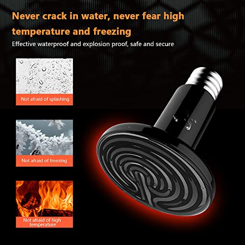 ZJRung 2 unidades Bombilla de Calor Infrarroja de Cerámica 100W Lámpara de Calor para Reptiles de Terrario Bombilla de Calor para Reptiles para Reptiles Lagartos Tortuga