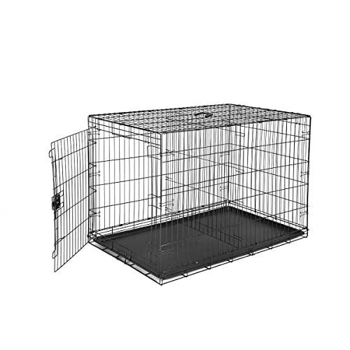 Amazon Basics – Jaula para perro de alambre metálico, plegable, con bandeja, puerta única, 122 cm
