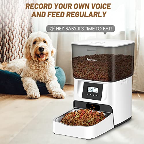 Anykuu Comedero Automático para Gatos 4L Dispensador Automático Comida Gatos con Temporizador y Grabación de Voz 10s, Cuenco de Acero Inoxidable y 1-4 Comidas al Día para Mascotas Pequeñas y Medianas
