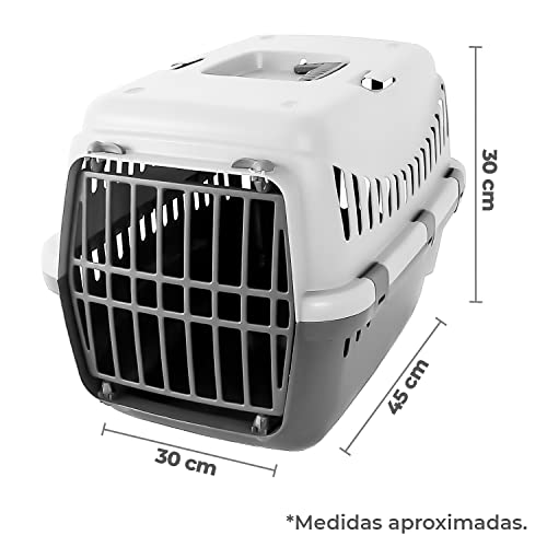 TIENDA EURASIA – Transportin, Transportin Rigido con Puerta Frontal y Asa de Transporte, Transportin para Gatos, Perros, Conejos, Transportin Desmontable, Transportin con enganches para Coche (M)