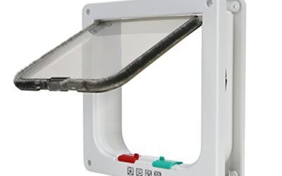 TKOOFN® 4-Modo Puerta Magnética Bloqueable de Aleta para Gato Gatito Perro Perrito Mascota Seguridad (L, Blanco)