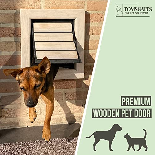 Tomsgates Nipper Puerta para Gatos, Gatera de Madera con Tapa para Gatos y Perros Pequeños, Puerta para Gatos de Madera con Acabado Blanco para Uso en Interior y Exterior, 20 x 24 cm